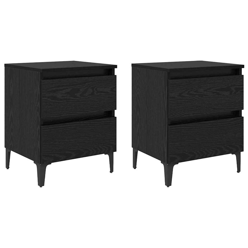 Bedside Cabinet 2 pcs Black Oak 40 x 35 x 50 cm Engineered Wood