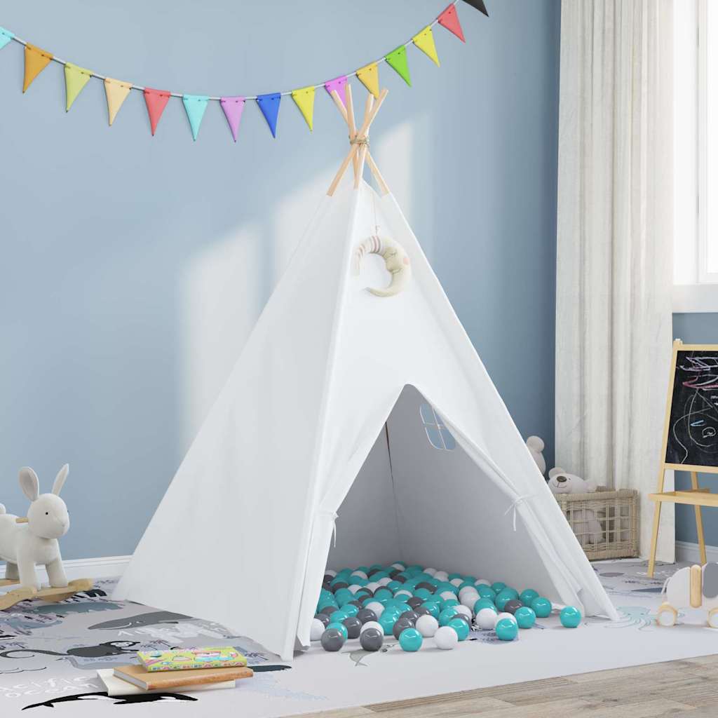 vidaXL Teepee Tent White 120 x 120 x 150 cm Fabric, Plastic