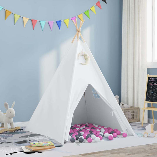vidaXL Teepee Tent White 120 x 120 x 150 cm Fabric, Plastic