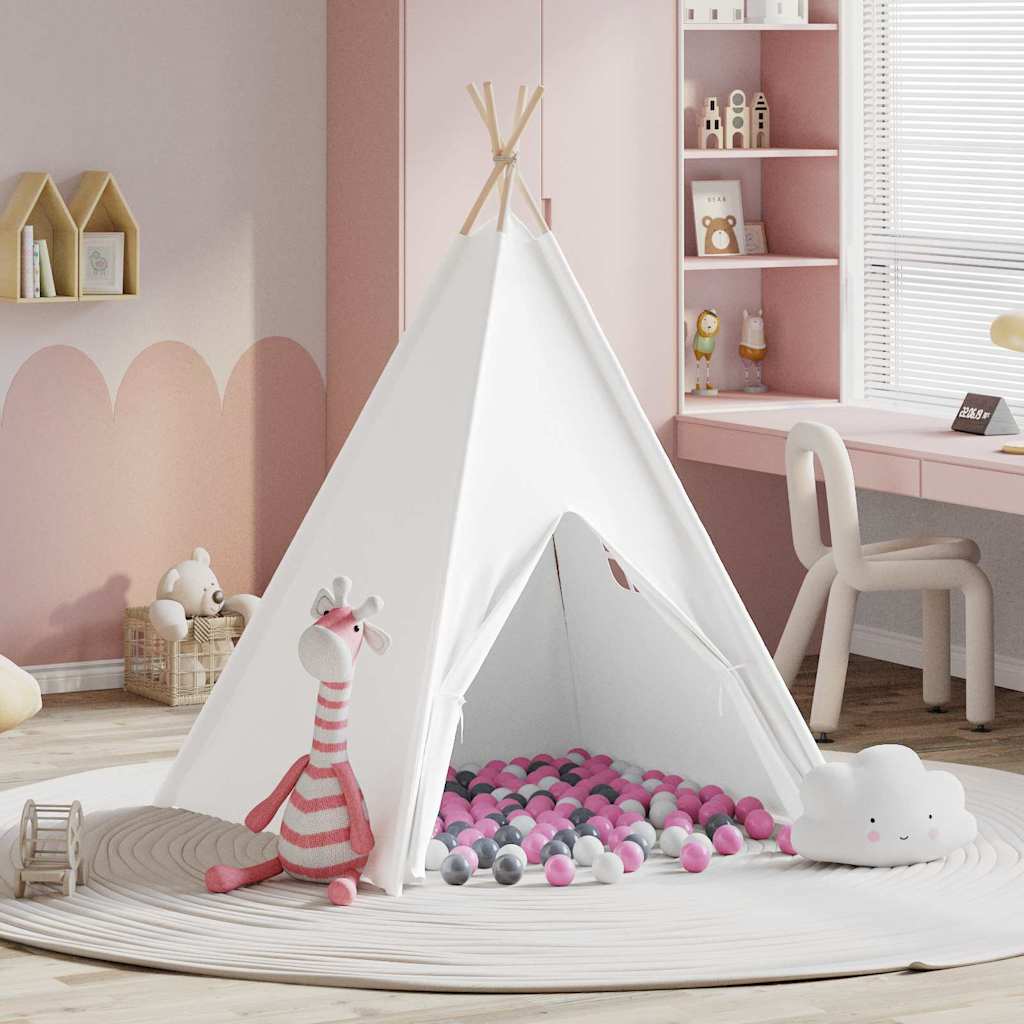 vidaXL Teepee Tent White 120 x 120 x 150 cm Fabric, Plastic
