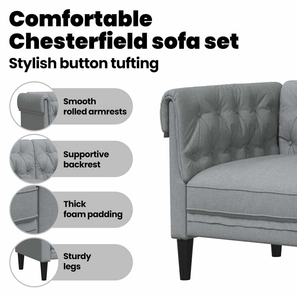 Living Room Couch 2 pcs Light Grey 201.5 x 74.5 x 74.5 cm