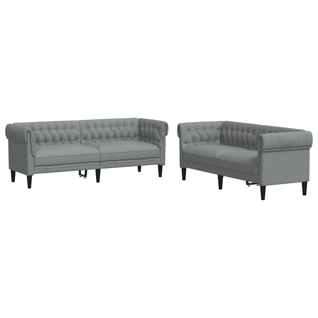 Living Room Couch 2 pcs Light Grey 201.5 x 74.5 x 74.5 cm