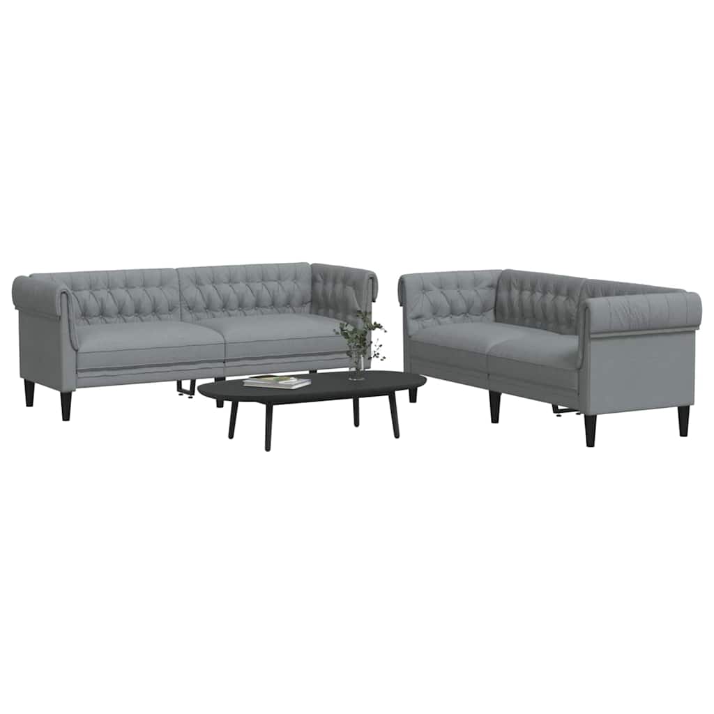 Living Room Couch 2 pcs Light Grey 201.5 x 74.5 x 74.5 cm