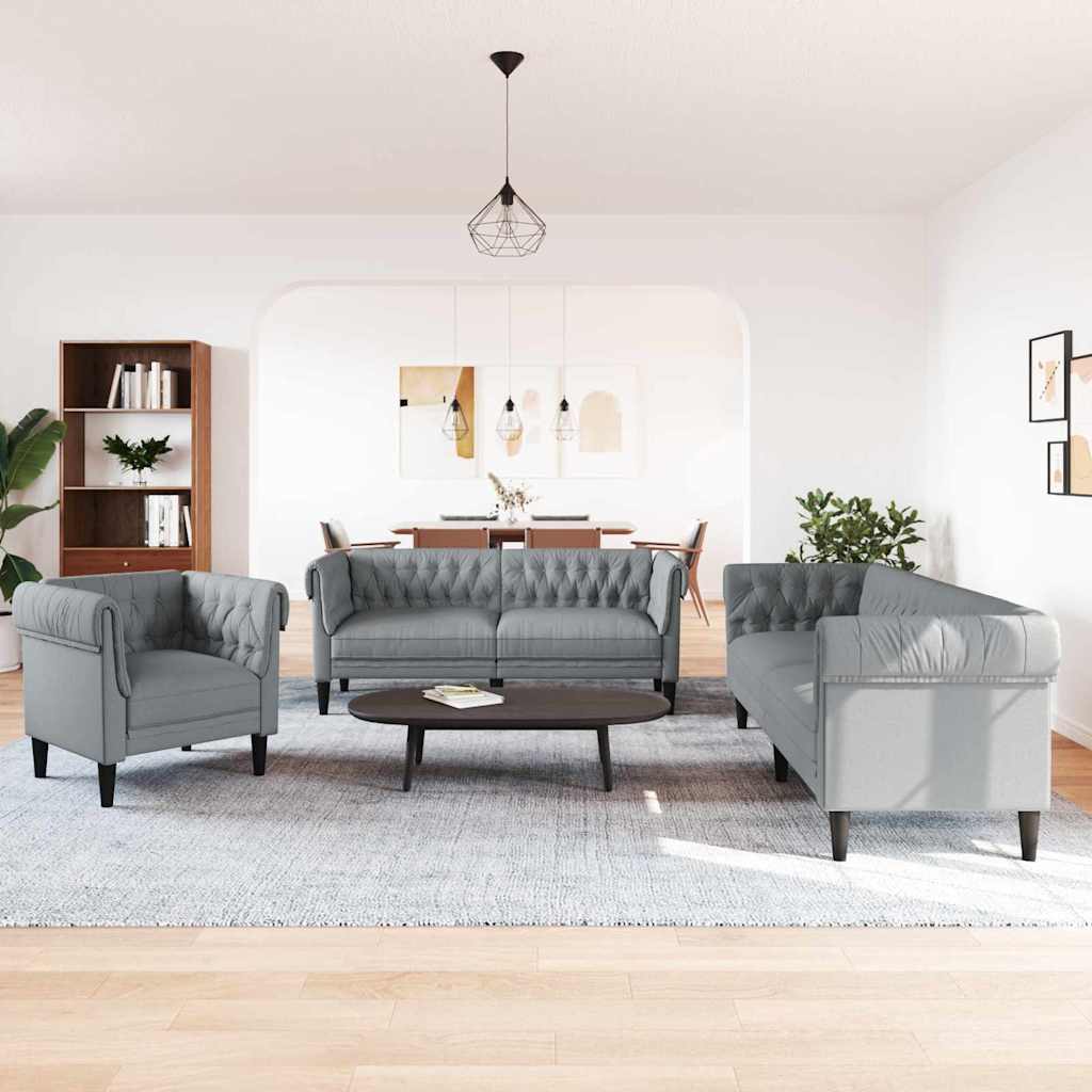 Living Room Couch 3 pcs Light Grey 201.5 x 74.5 x 74.5 cm