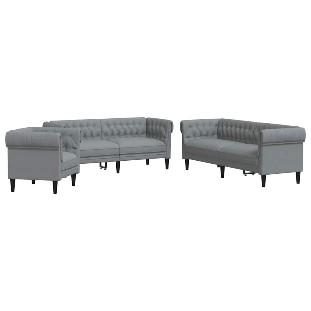 Living Room Couch 3 pcs Light Grey 201.5 x 74.5 x 74.5 cm