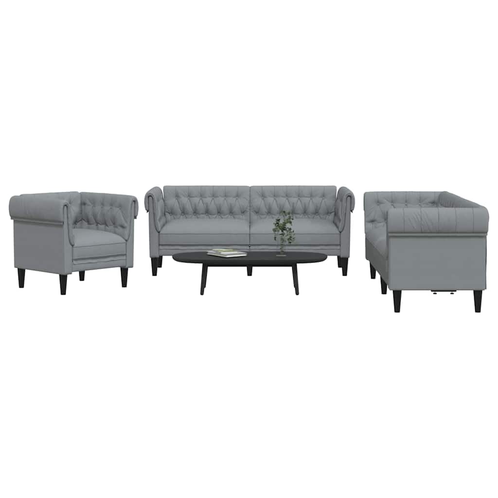 Living Room Couch 3 pcs Light Grey 201.5 x 74.5 x 74.5 cm