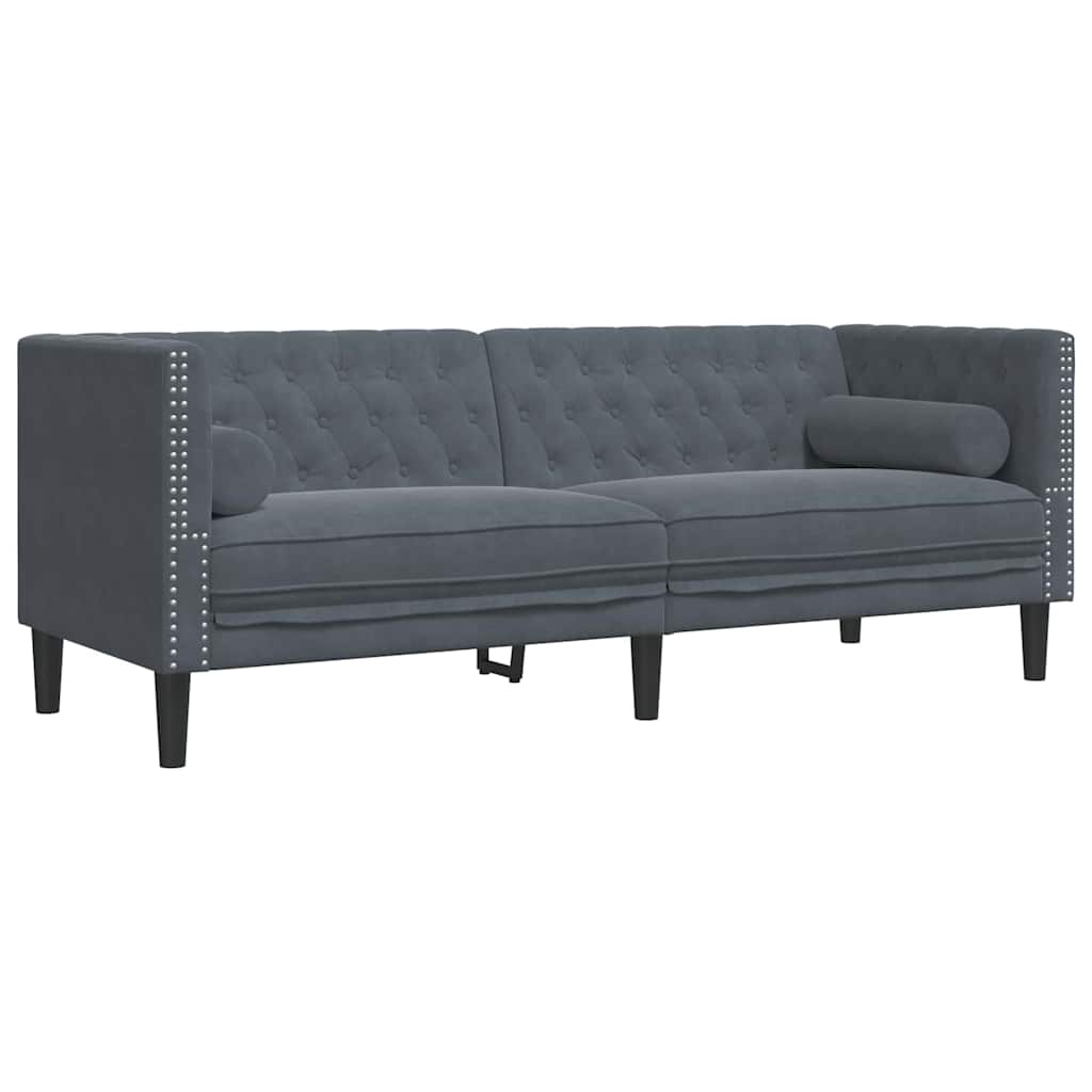 Living Room Couch 2 pcs Dark Grey 194 x 74.5 x 70.5 cm Velvet