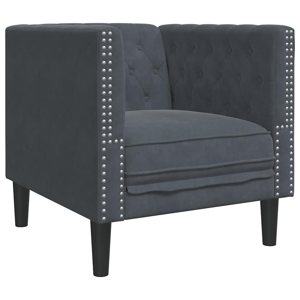 Living Room Couch 3 pcs Dark Grey 194 x 74.5 x 70.5 cm Velvet