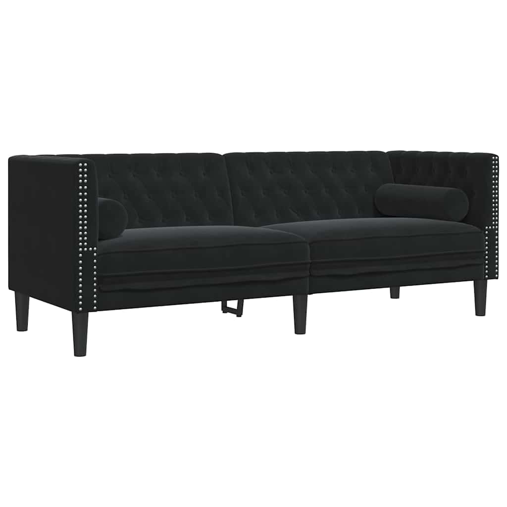 Living Room Couch 3 pcs Black 194 x 74.5 x 70.5 cm Velvet