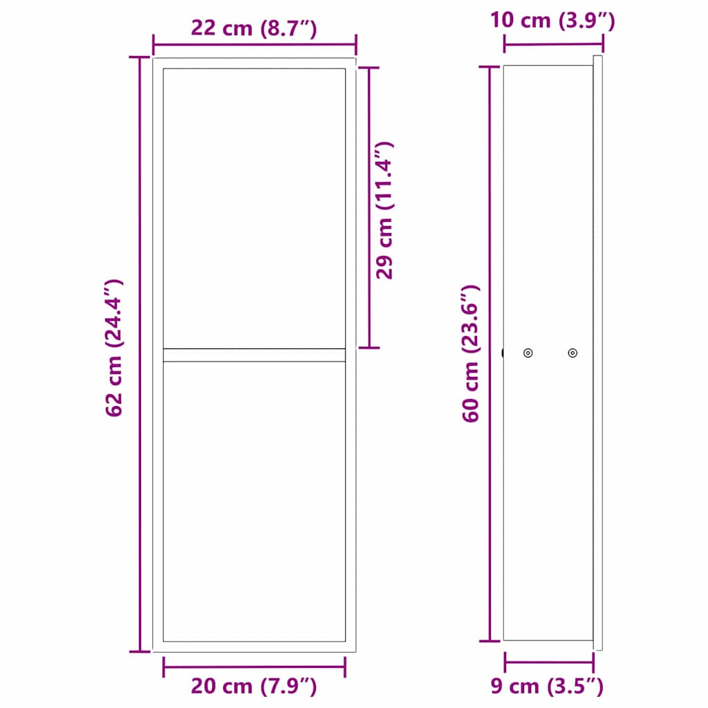 Shower Niche White 60 x 20 x 9.5 cm Stainless Steel