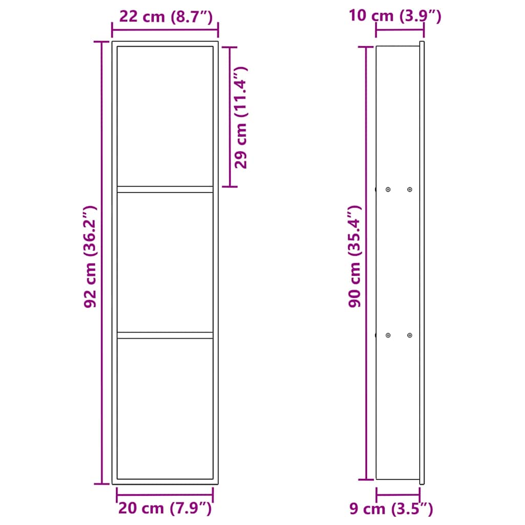 Shower Niche Silver 90 x 20 x 9.5 cm Stainless Steel