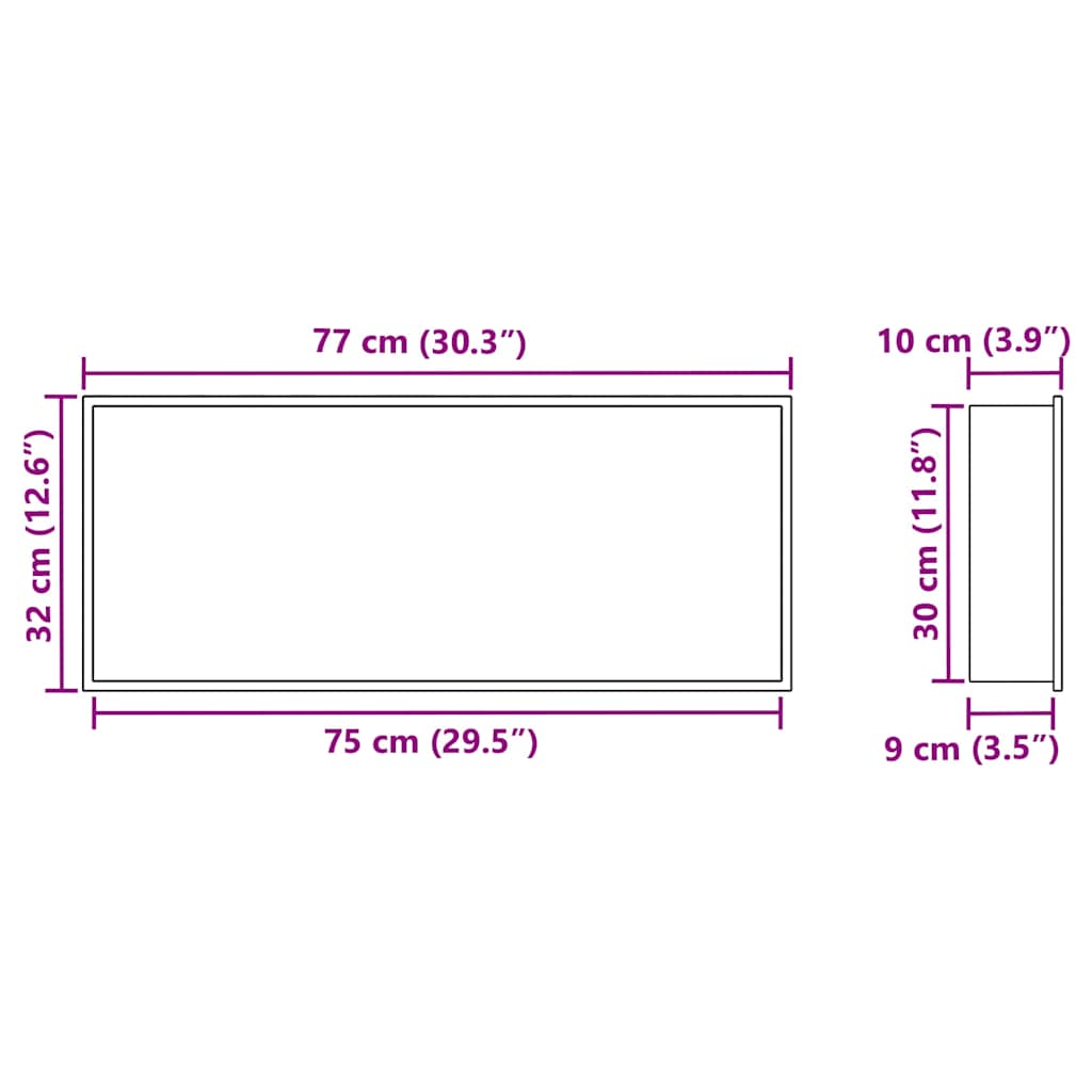 Shower Niche Silver 75 x 30 x 9.5 cm Stainless Steel