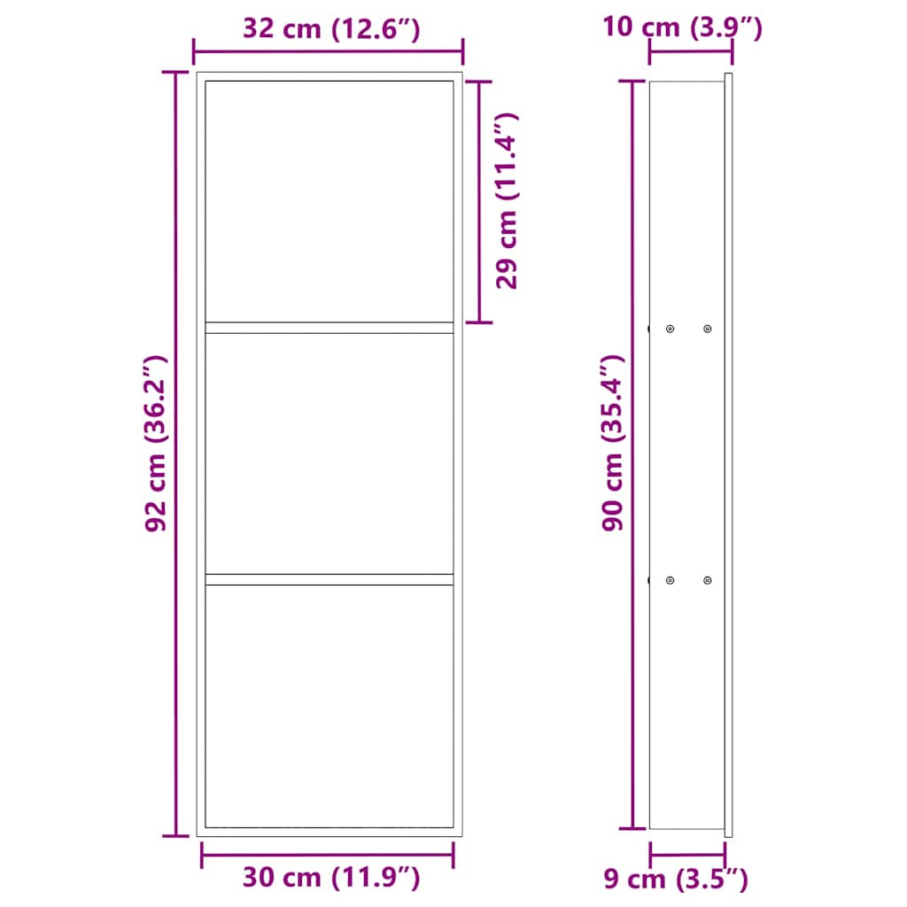 Shower Niche White 90 x 30 x 9.5 cm Stainless Steel