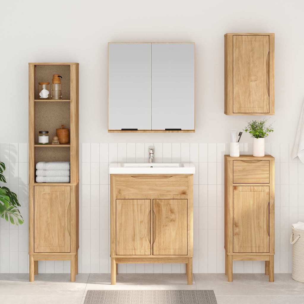 Bathroom Cabinet with Drawer FLORO Wax Brown 35 x 30 x 90 cm