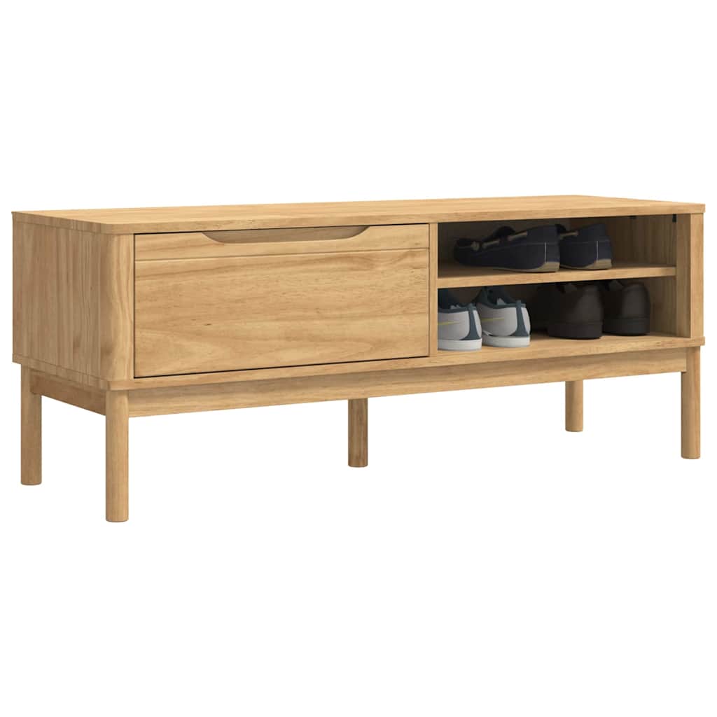 Hallway Bench FLORO Wax Brown 115 x 40 x 45 cm Solid Pine Wood