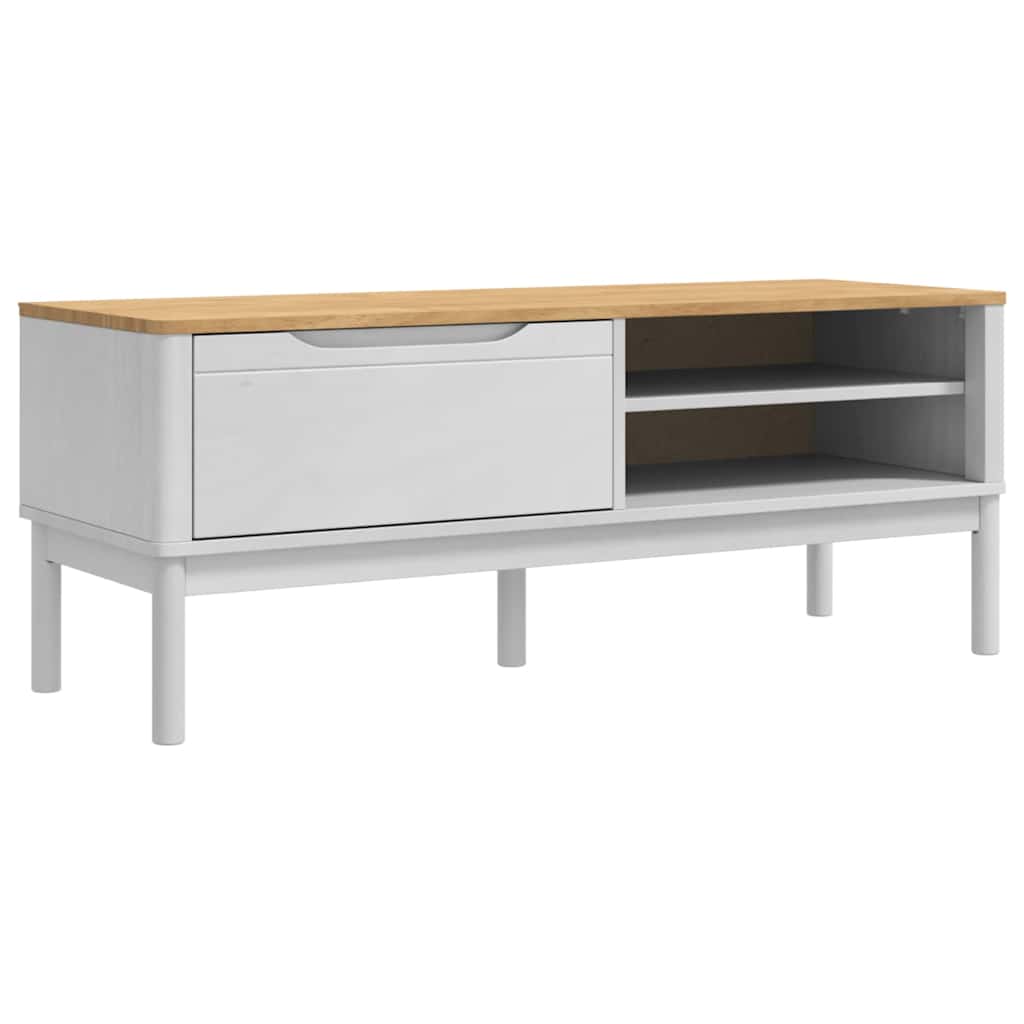 Hallway Bench FLORO White 115 x 40 x 45 cm Solid Pine Wood