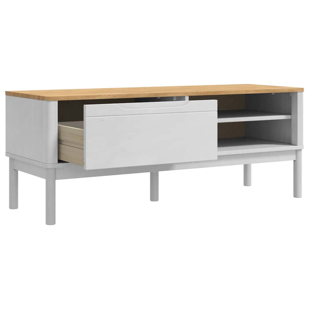 Hallway Bench FLORO White 115 x 40 x 45 cm Solid Pine Wood
