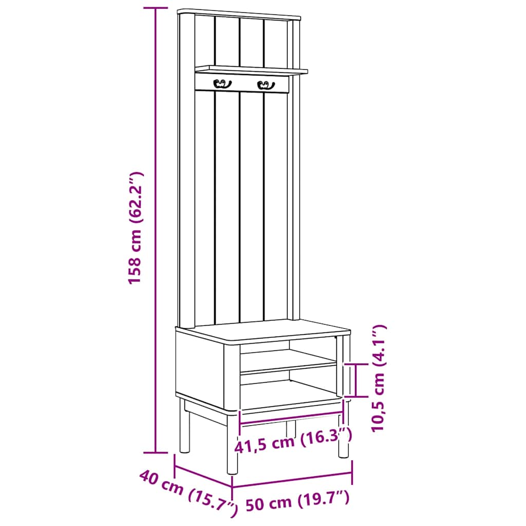 Hallway Cabinet with Shelf FLORO Wax Brown 50 x 40 x 158 cm