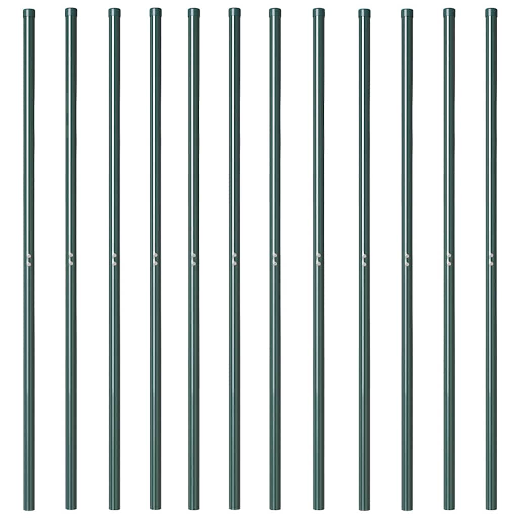Fence Post 12 pcs Green Powder-coated steel