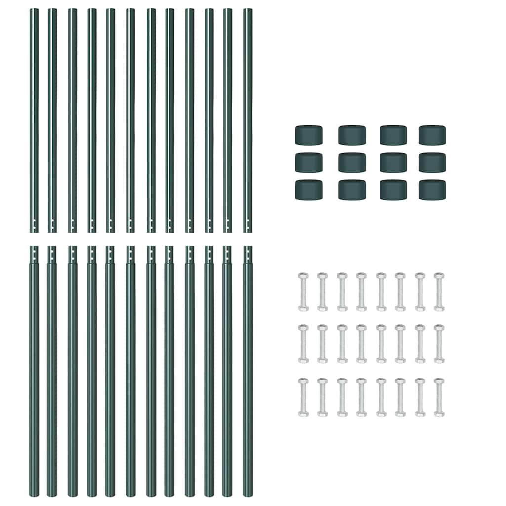 Fence Post 12 pcs Green Powder-coated steel
