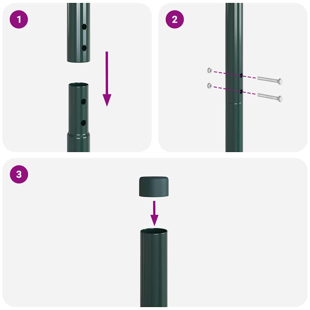 Fence Post 12 pcs Green Powder-coated steel