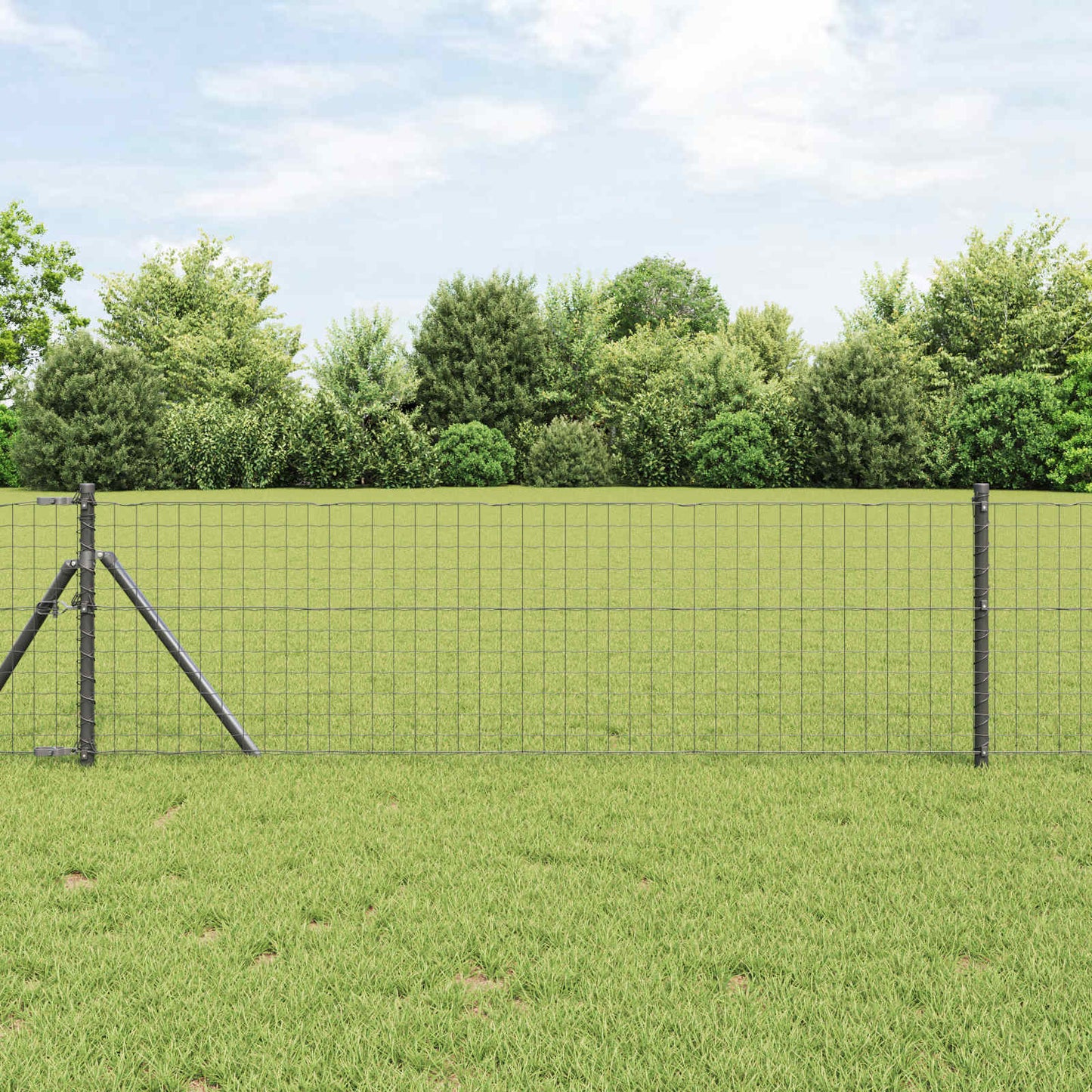Fence Post 12 pcs Grey 50 cm Powder-coated steel