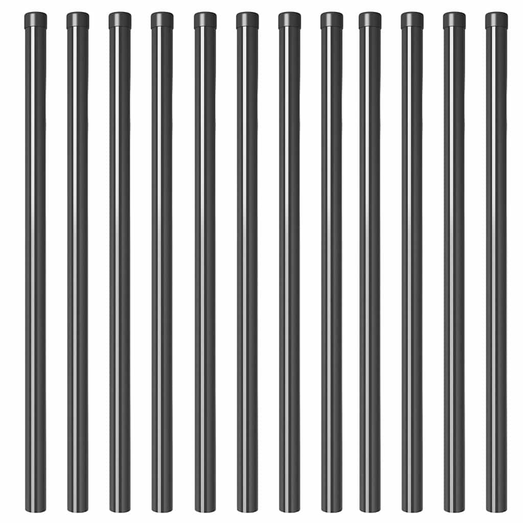 Fence Post 12 pcs Grey 110 cm Powder-coated steel