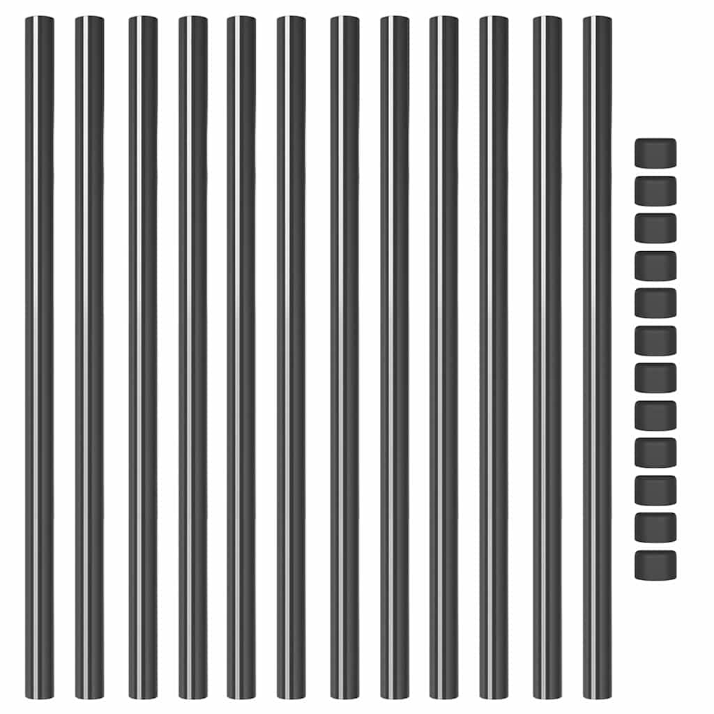 Fence Post 12 pcs Grey 110 cm Powder-coated steel