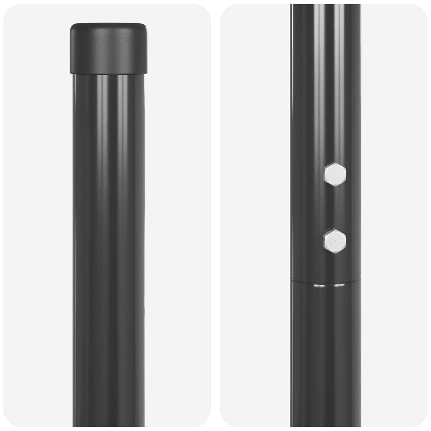 Fence Post 12 pcs Grey Powder-coated steel