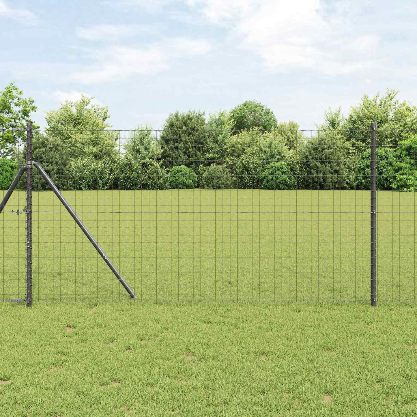 Fence Post 12 pcs Grey Powder-coated steel