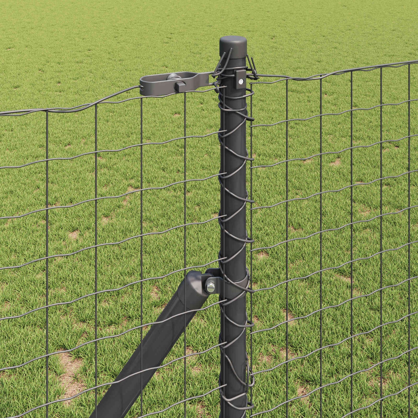 Fence Post 2 pcs Grey Powder-coated steel