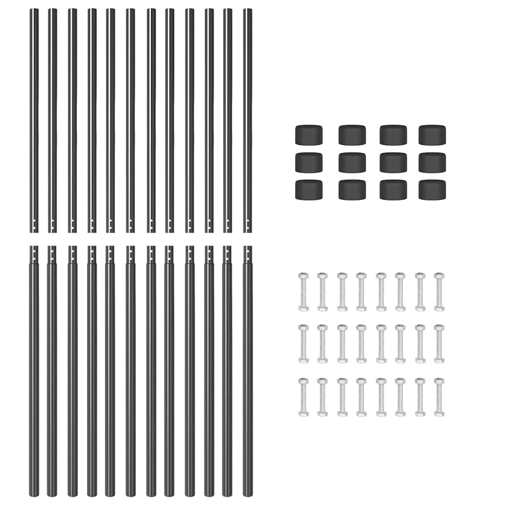 Fence Post 12 pcs Grey Powder-coated steel