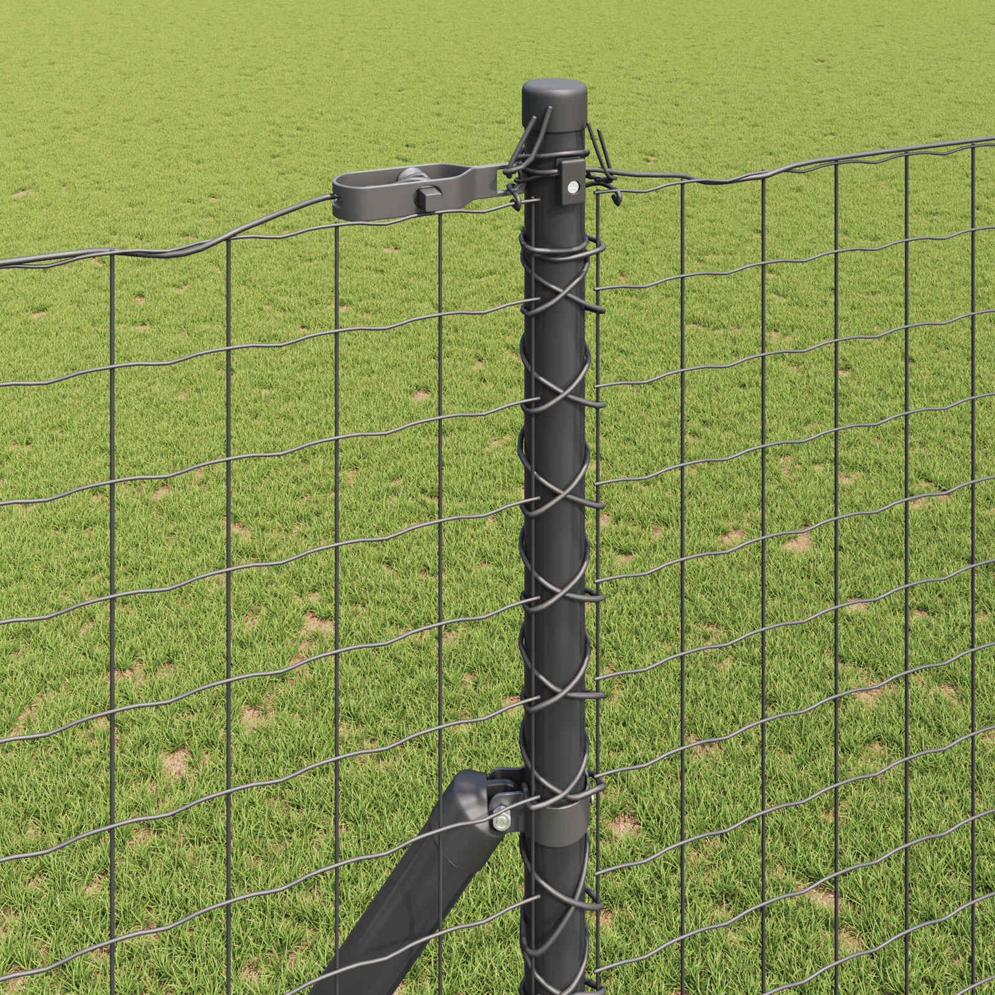 Fence Post 12 pcs Grey Powder-coated steel