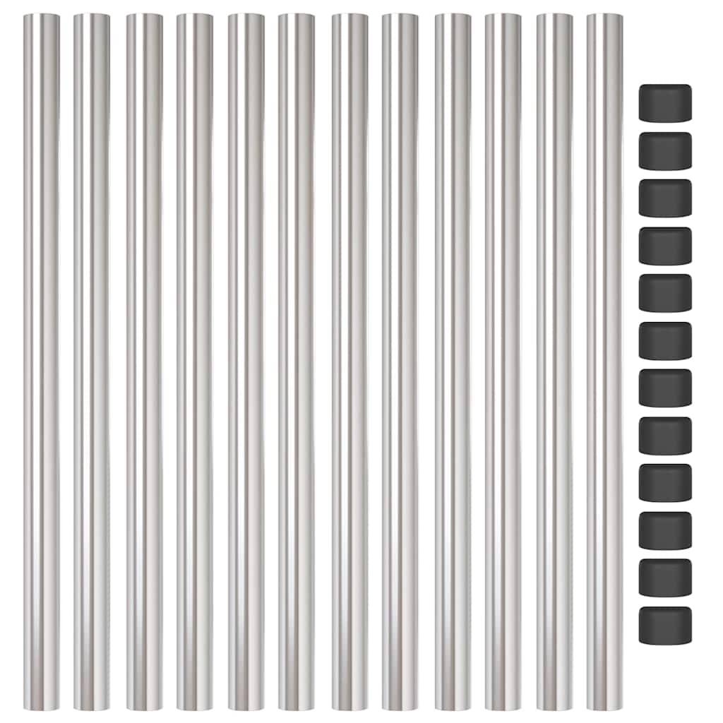 Fence Post 12 pcs Silver 50 cm Powder-coated steel