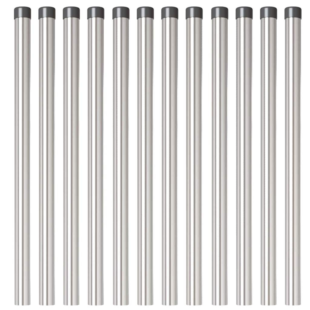Fence Post 12 pcs Silver 90 cm Powder-coated steel
