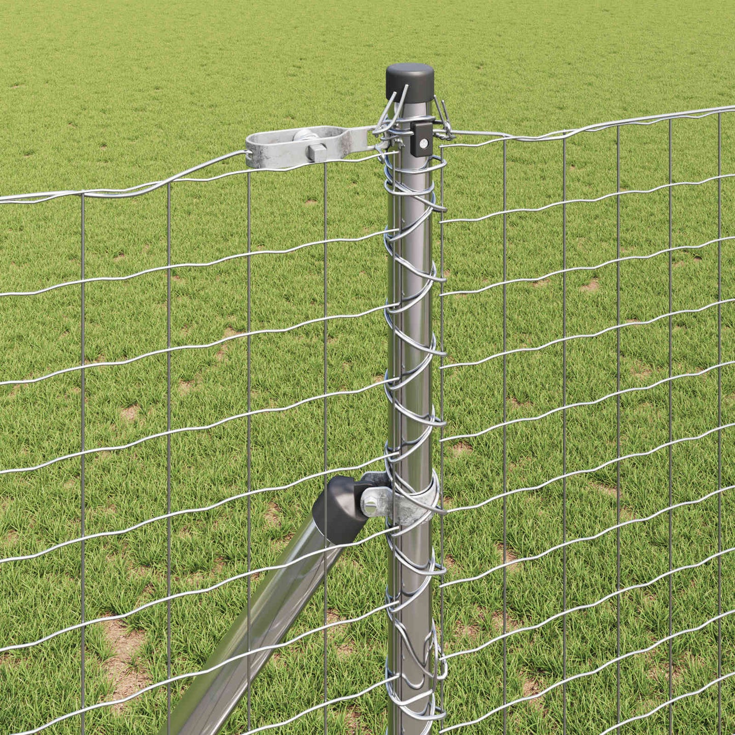 Fence Post 12 pcs Silver Powder-coated steel