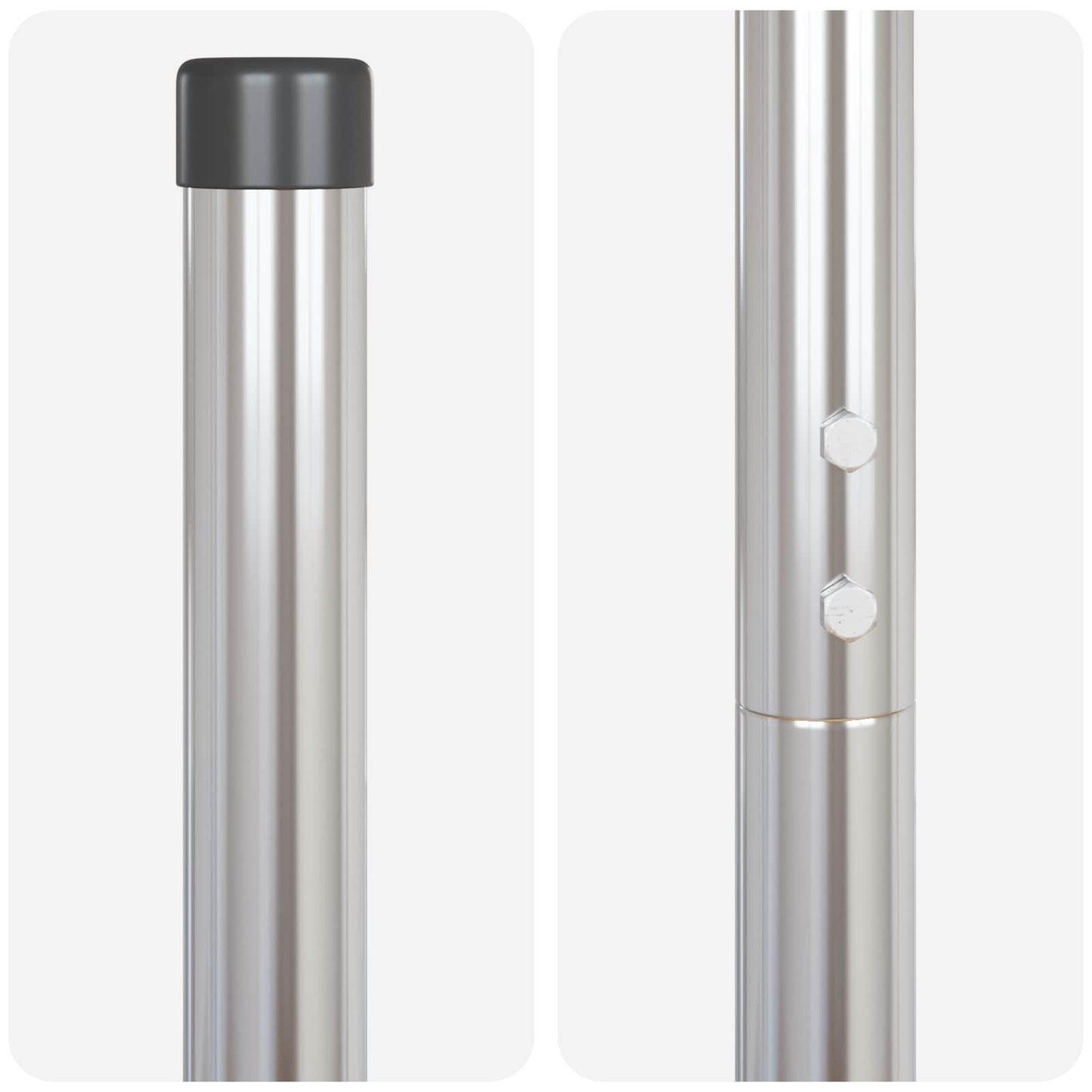 Fence Post 2 pcs Silver Powder-coated steel