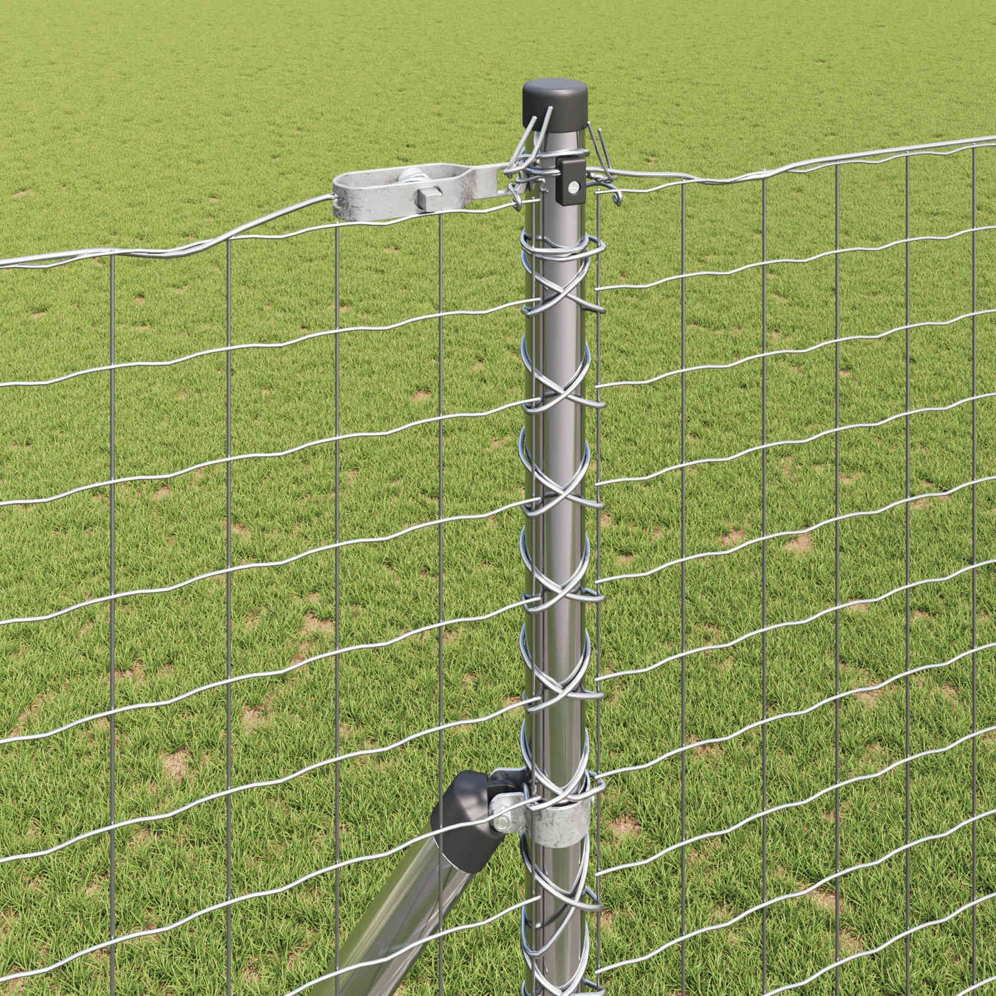 Fence Post 2 pcs Silver Powder-coated steel