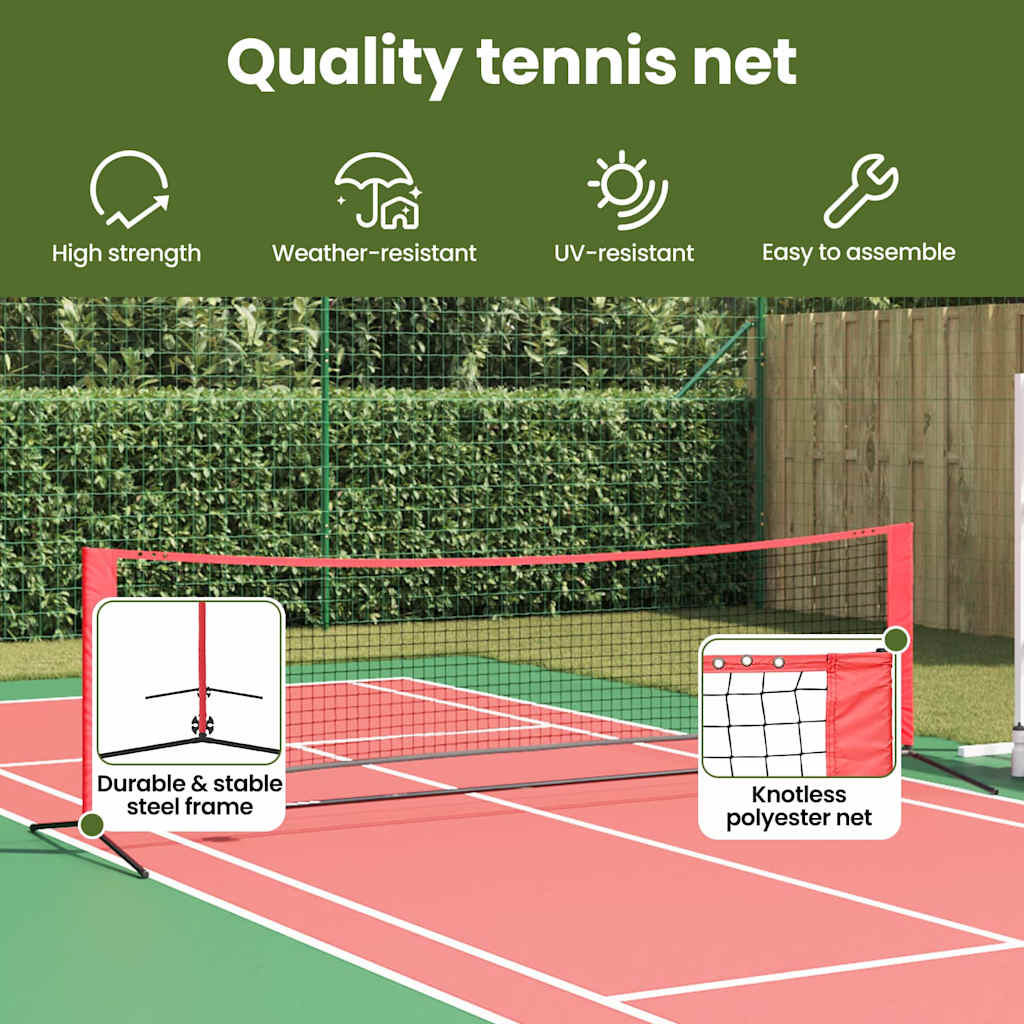 Tennis Net Folding Black and Red 301 x 90.5 x 87 cm Polyester