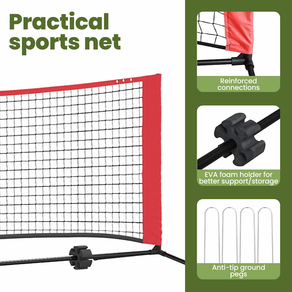 Tennis Net Folding Black and Red 595 x 90.5 x 87 cm Polyester