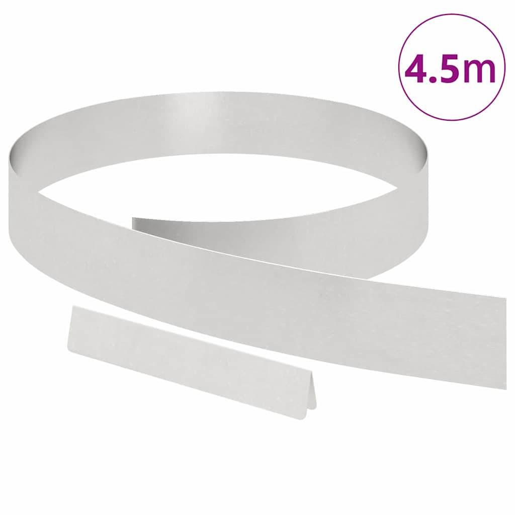 vidaXL Garden Lawn Edging Silver 450 x 10 cm Stainless steel