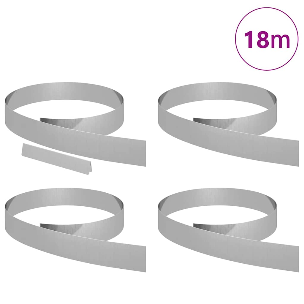 Lawn Edging 4 pcs 450 x 10 cm Galvanised Steel Silver