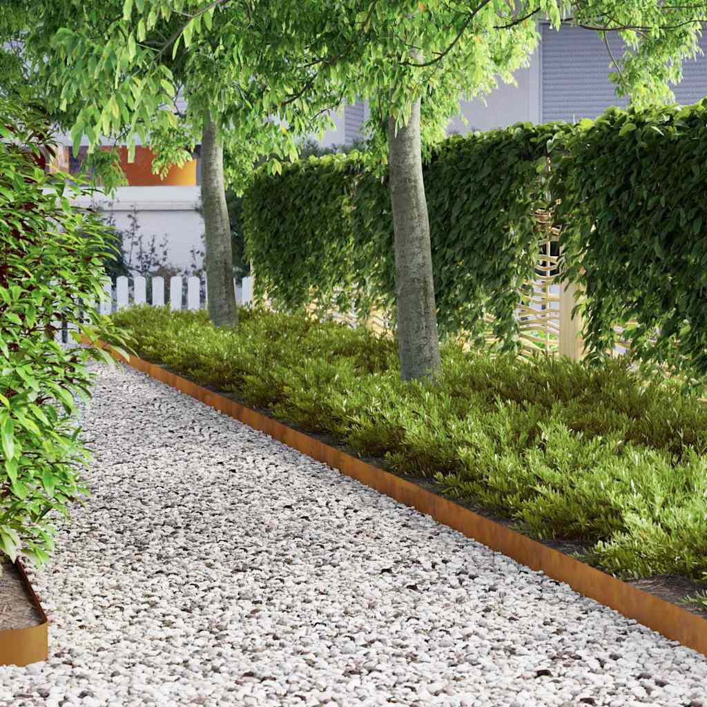 vidaXL Garden Lawn Edging 4 pcs Rusty 450 x 10 cm Weathering steel