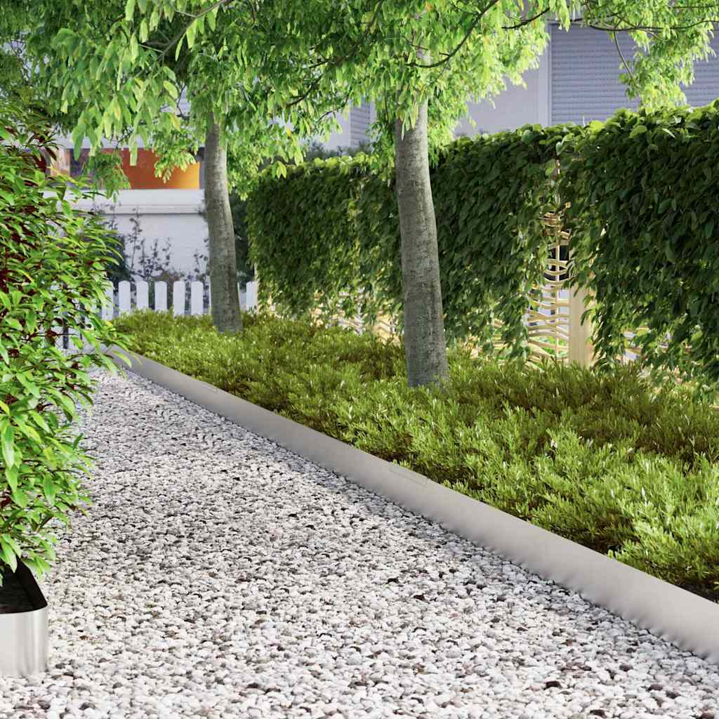 vidaXL Garden Lawn Edging 4 pcs Silver 450 x 15 cm Stainless steel
