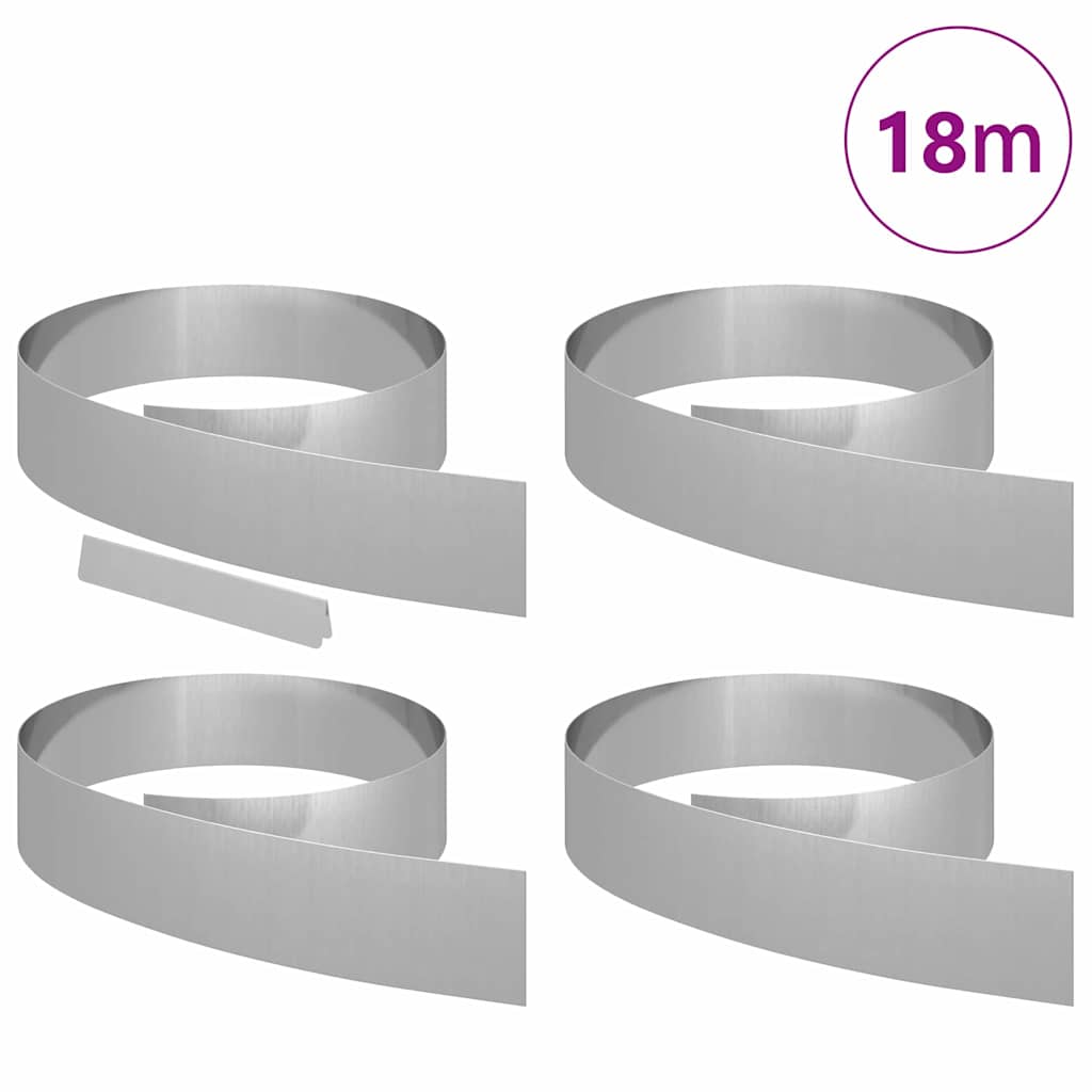 Lawn Edging 4 pcs 450 x 15 cm Galvanised Steel Silver