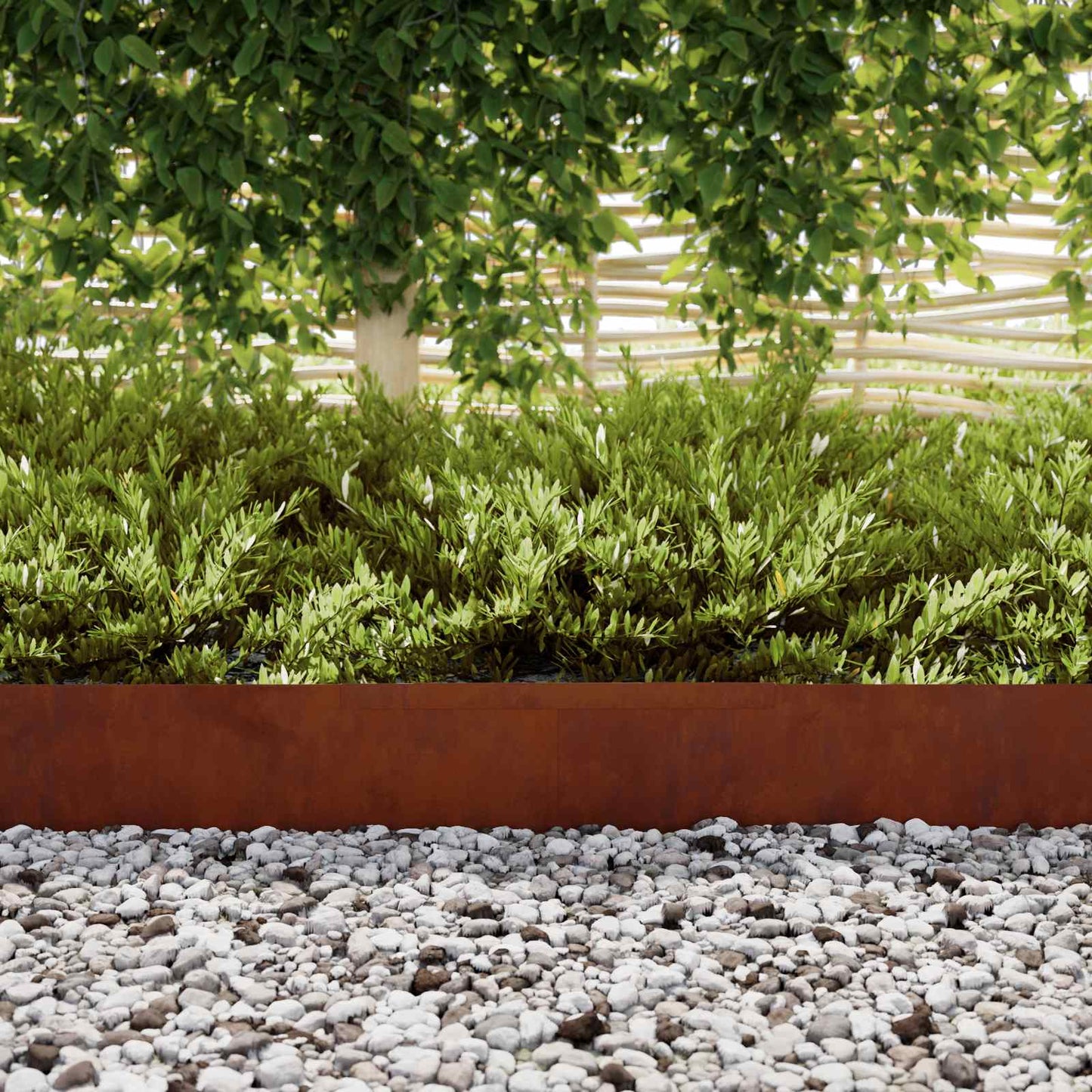 Lawn Edging 4 pcs 450 x 0.05 x 15 cm Weathering Steel Rusty
