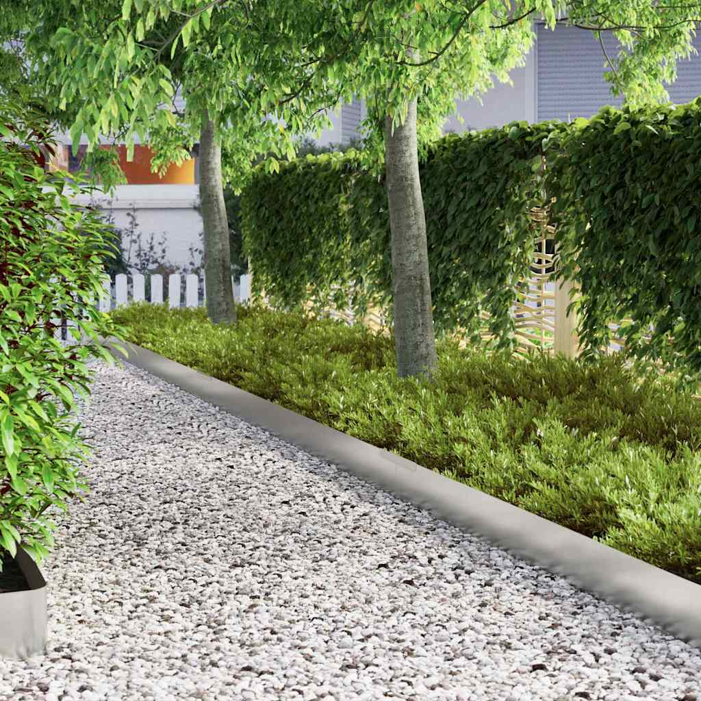 vidaXL Garden Lawn Edging 4 pcs Silver 450 x 20 cm Galvanised steel