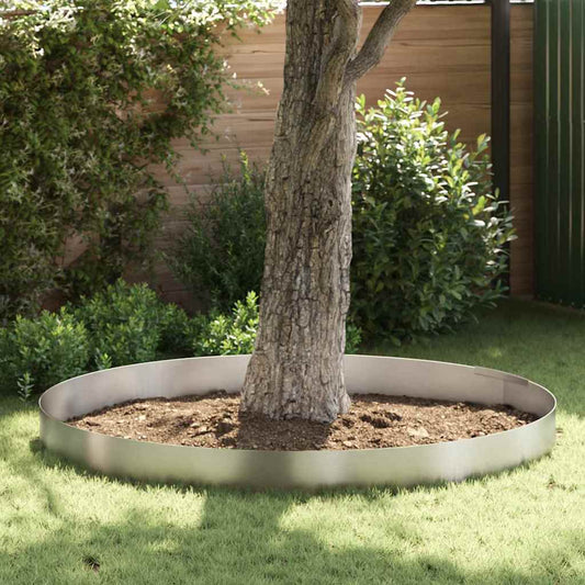 vidaXL Garden Lawn Edging 4 pcs Silver 450 x 25 cm Stainless steel