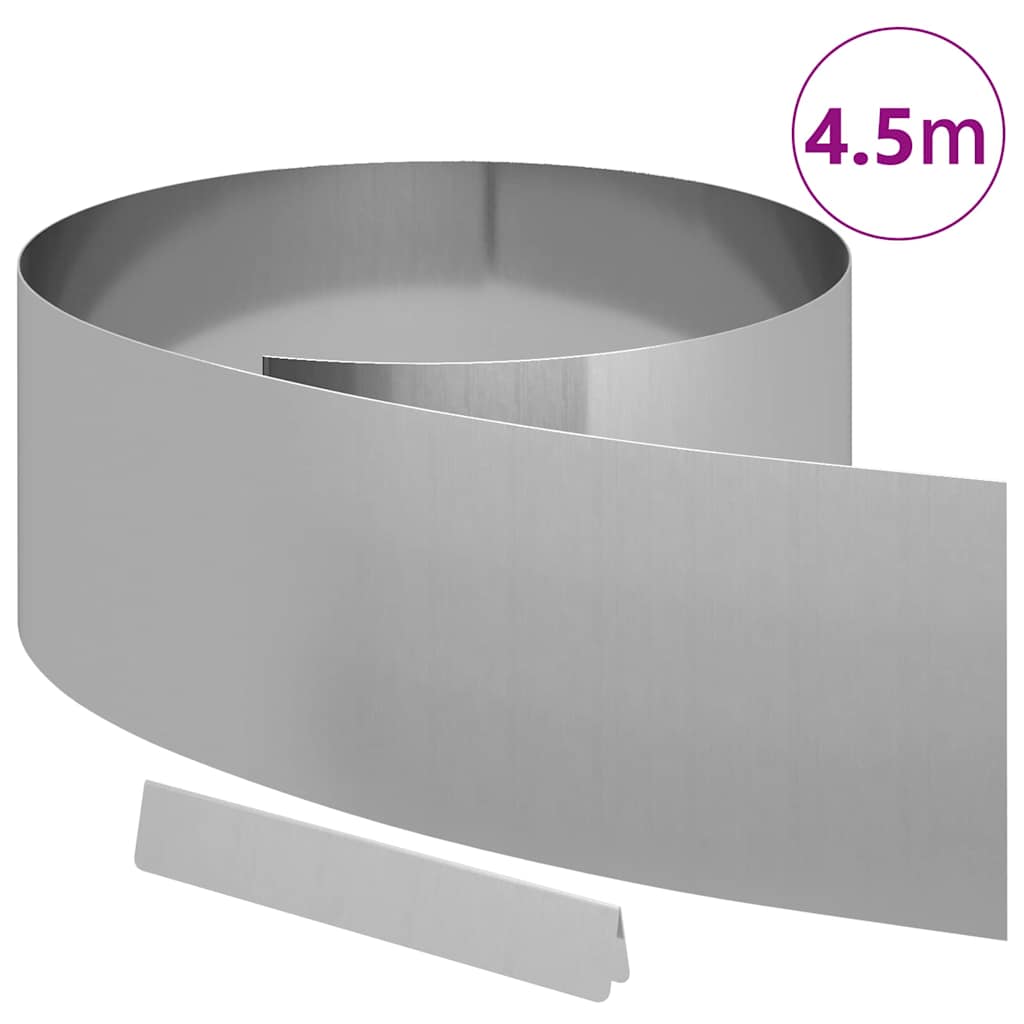 vidaXL Garden Lawn Edging Silver 450 x 25 cm Galvanised steel