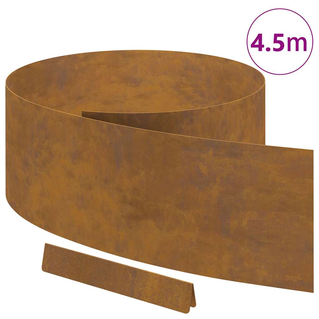 vidaXL Garden Lawn Edging Rusty 450 x 25 cm Weathering steel